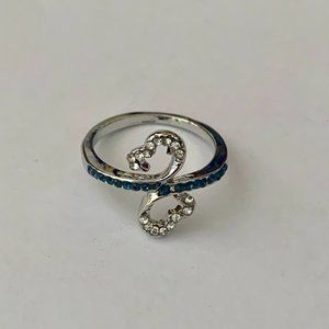 Silver Blue Sapphire Ring Size 6